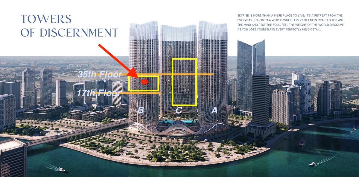 Official render with Tower B and the unit position marked